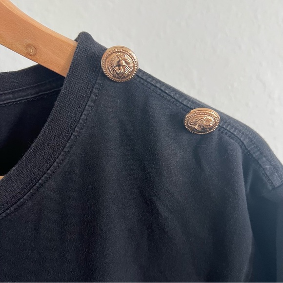 Balmain Black and Rhinestone Logo Tee - Picture 6 of 7